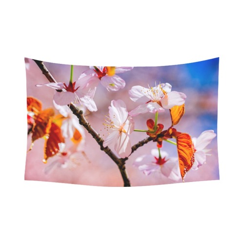 Sakura flowers. The festival of life and youth. Polyester Peach Skin Wall Tapestry 90"x 60"