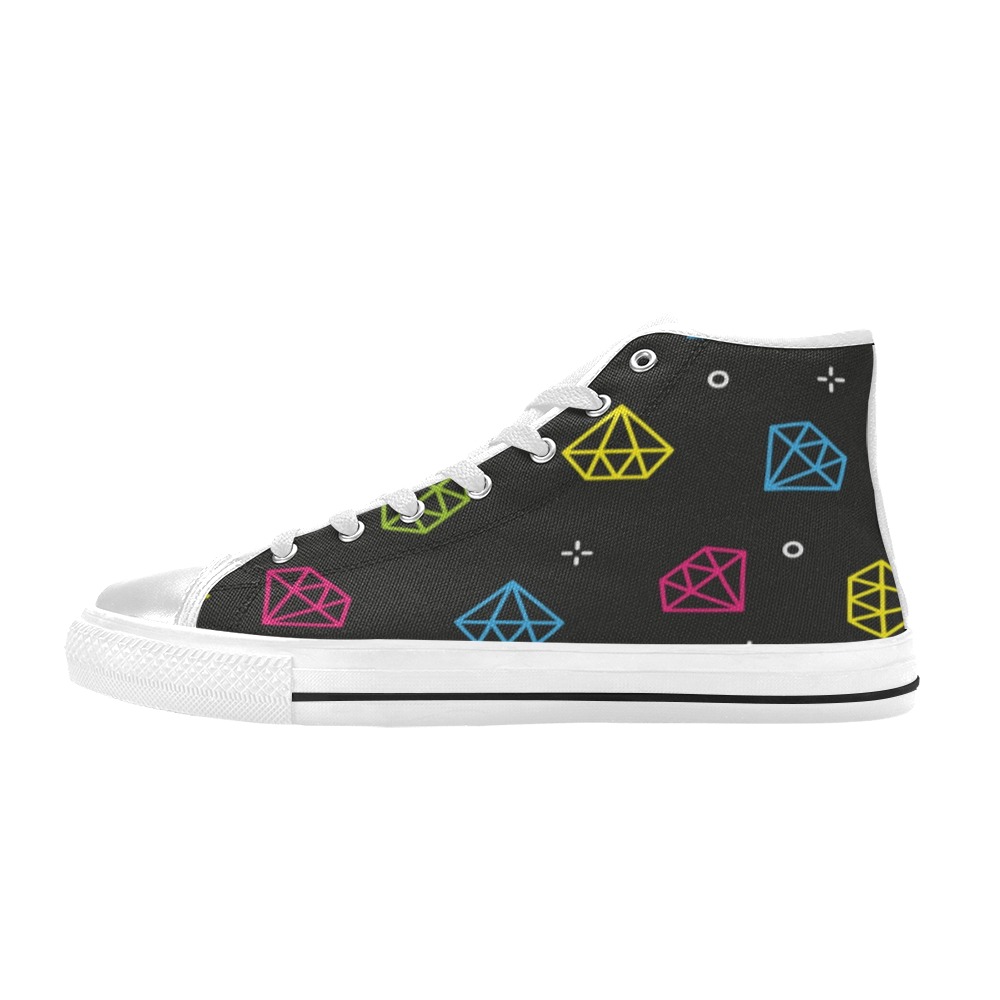 Colored diamond canvas shoes High Top Canvas Shoes for Kid (Model 017)