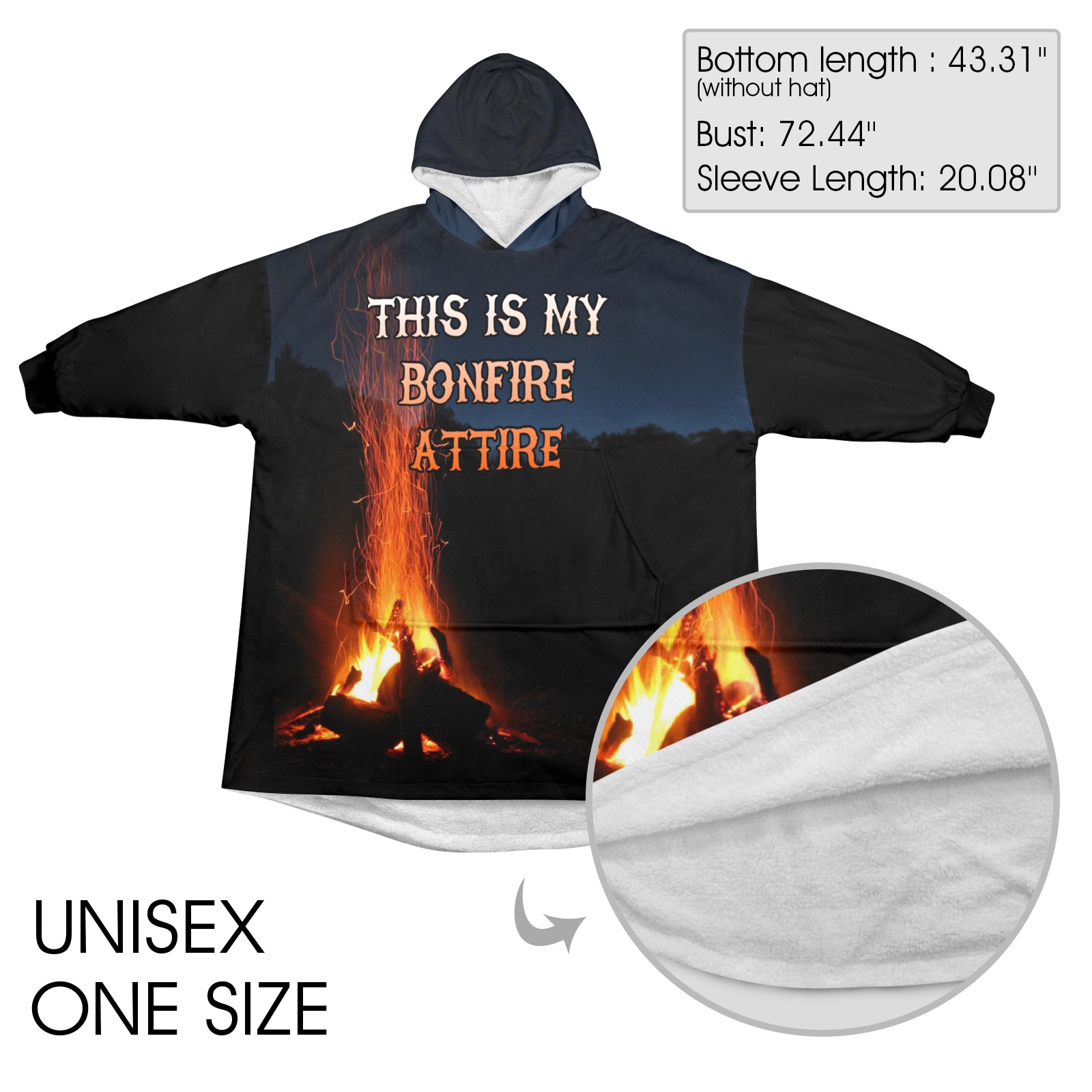 REVISED Bonfire Attire Giant Hoodie Unisex Blanket Hoodie (Model H59)
