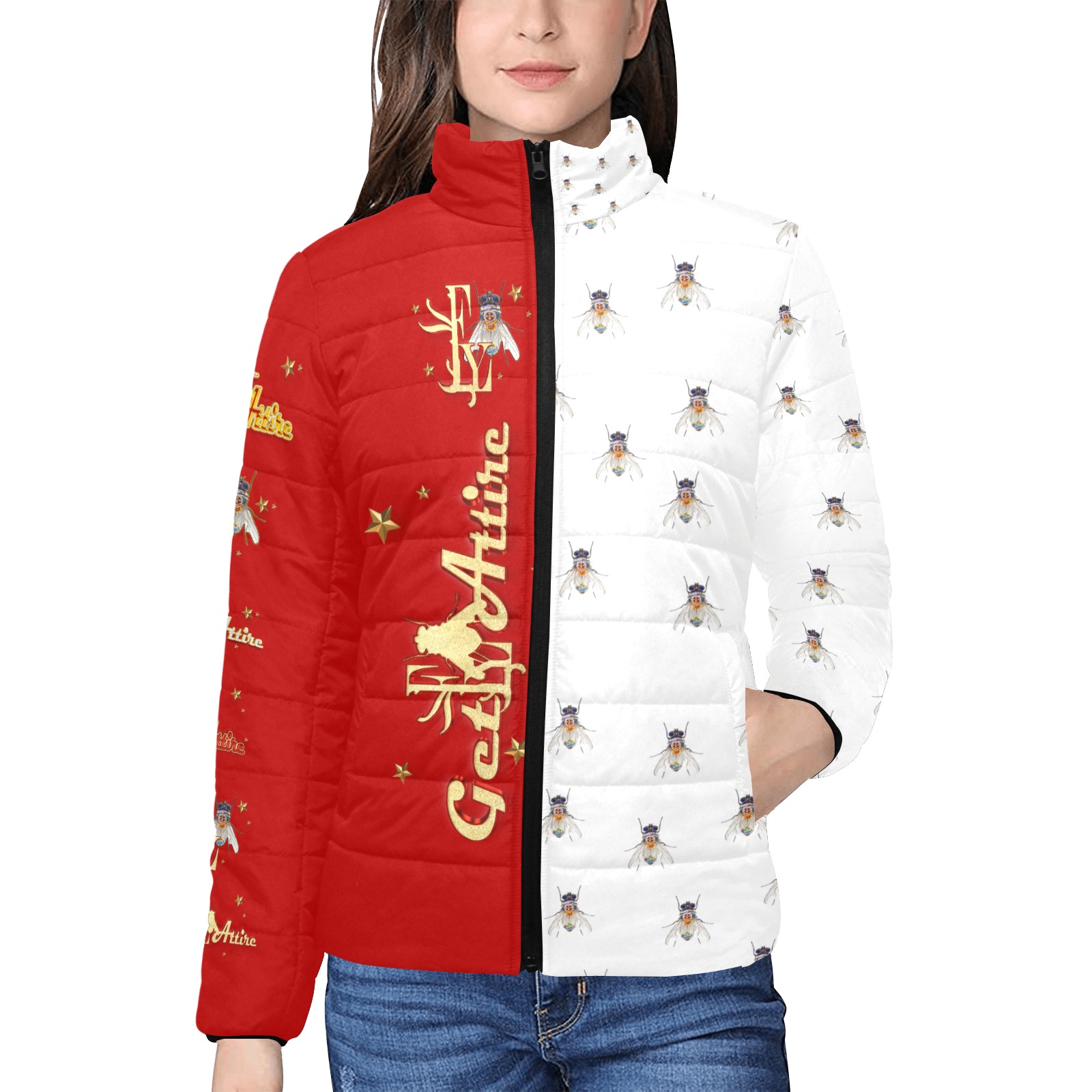 Fly Wear Collectable Fly Women's Stand Collar Padded Jacket (Model H41)