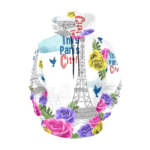 Paris All Over Print Hoodie for Women (USA Size) (Model H13)