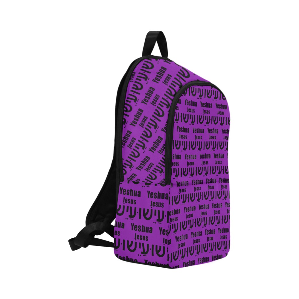 Yeshua Bookbag Purple (Blk text) Fabric Backpack for Adult (Model 1659)