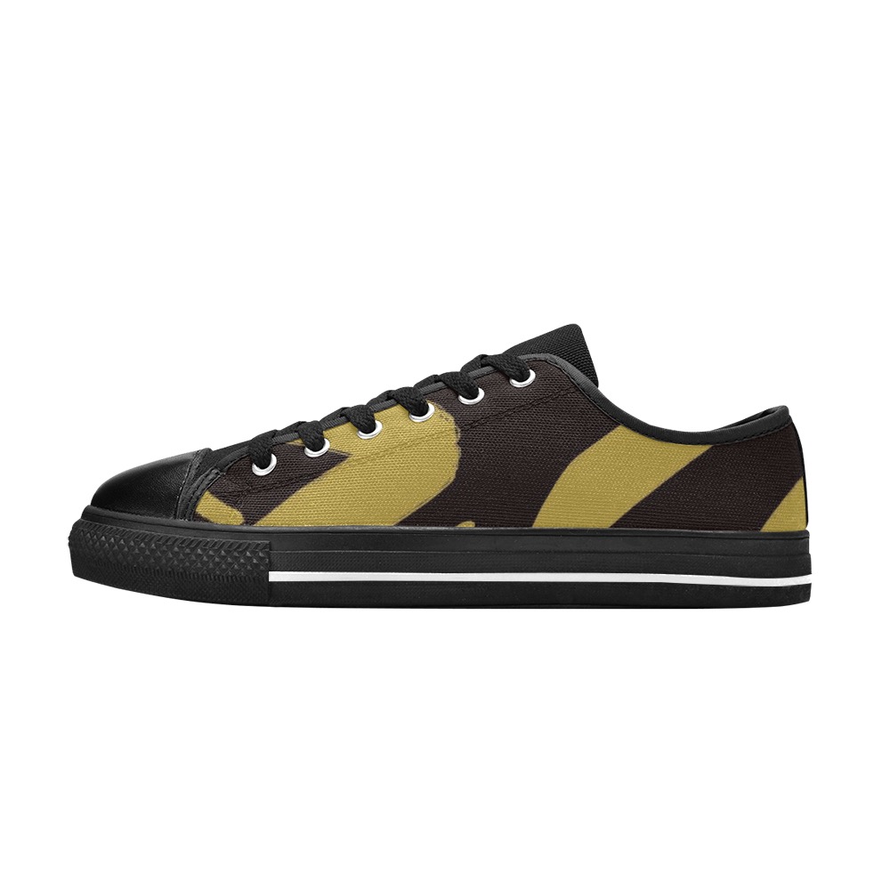 Tribal Black and Gold Women's Classic Canvas Shoes (Model 018)