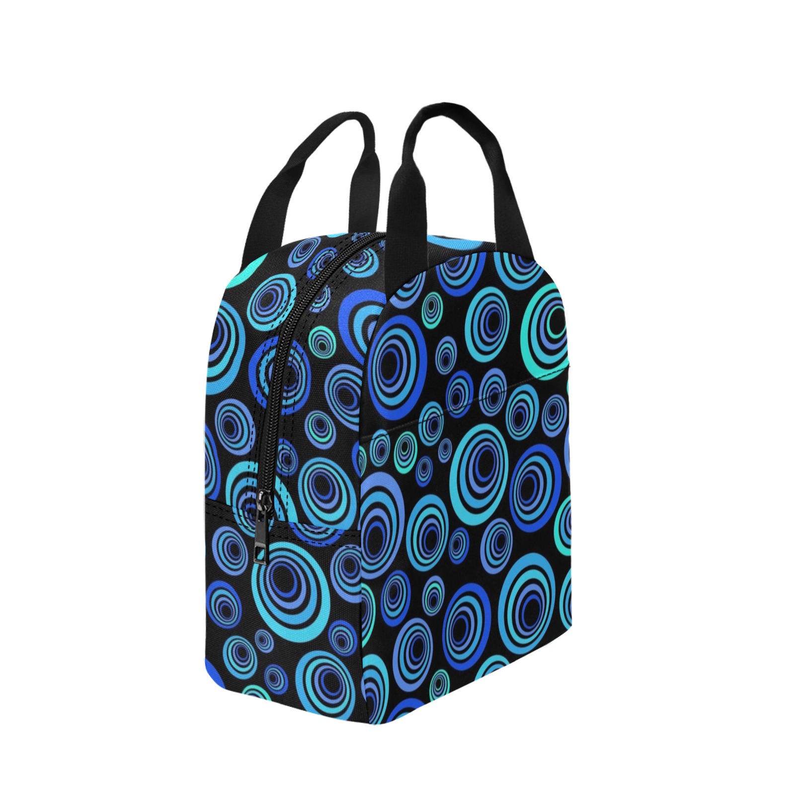 Retro Psychedelic Pretty Blue Pattern Zipper Lunch Bag (Model 1720)
