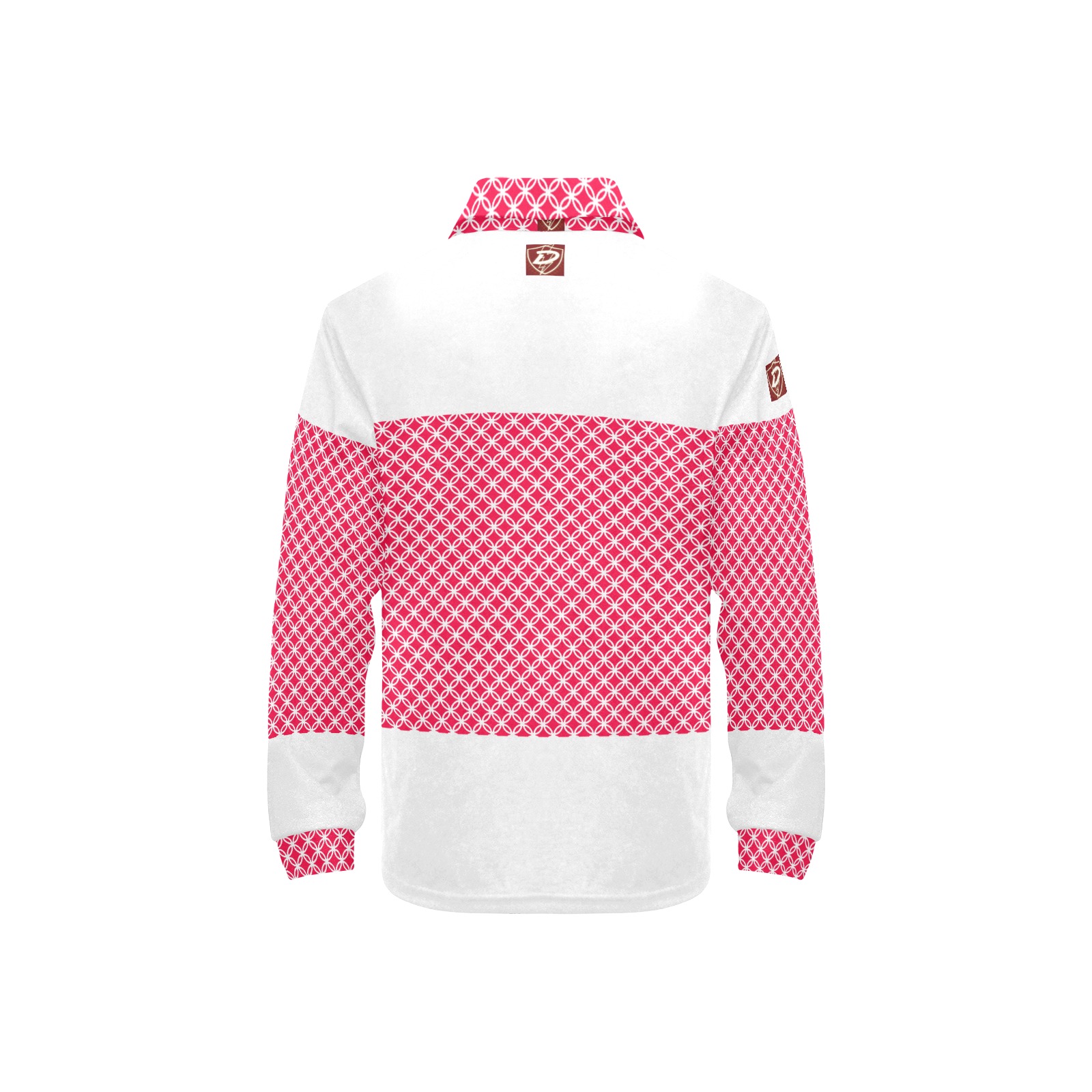 DIONIO Clothing - Women's Long Sleeve Polo Shirt (Red Diamond & White Red Logo) Big Girls' All Over Print Long Sleeve Polo Shirt (Model T73)