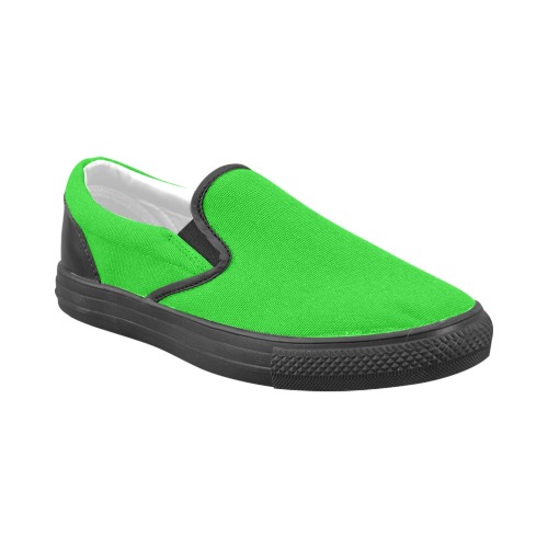 Merry Christmas Green Solid Color Men's Unusual Slip-on Canvas Shoes (Model 019)