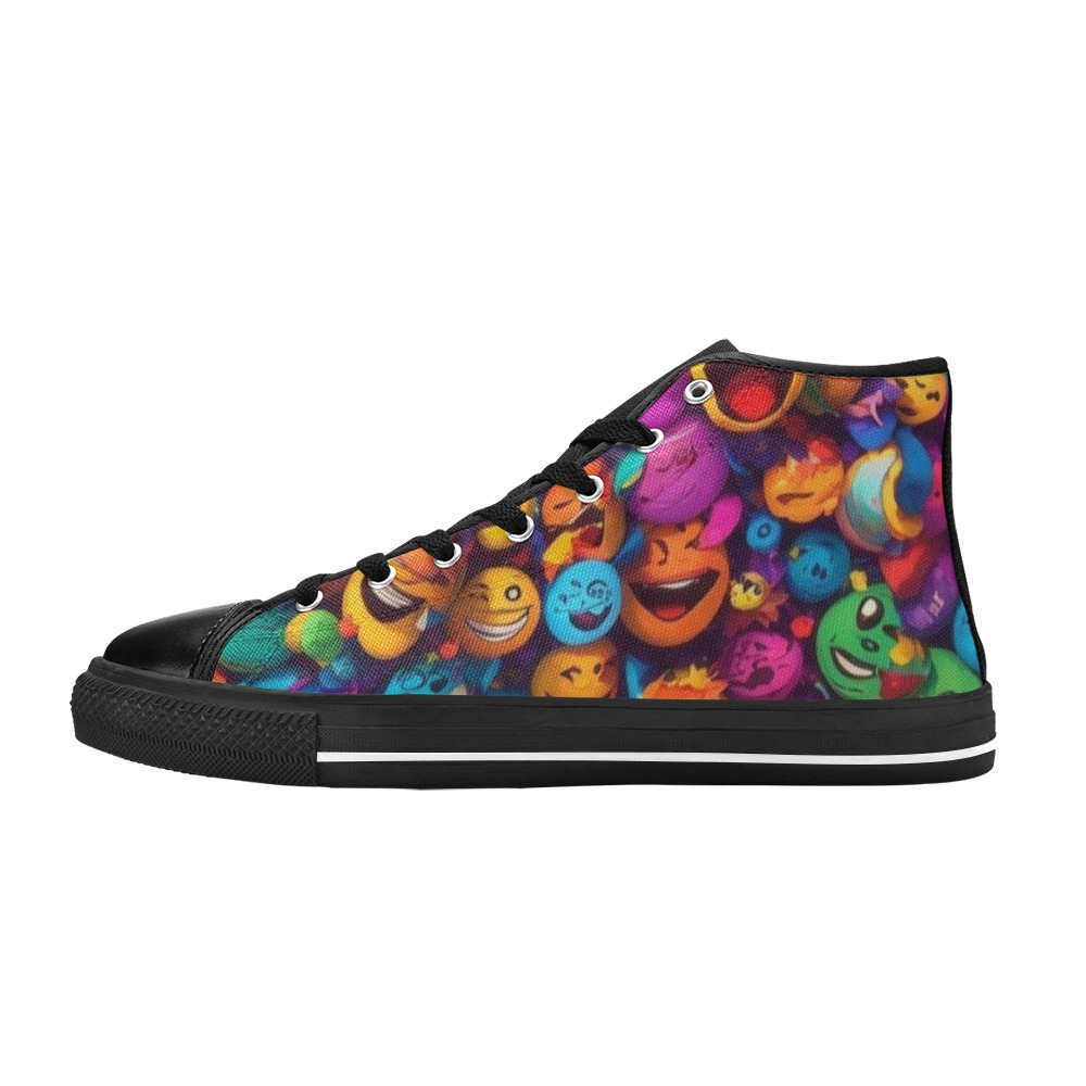 Emojis Men’s Classic High Top Canvas Shoes (Model 017)