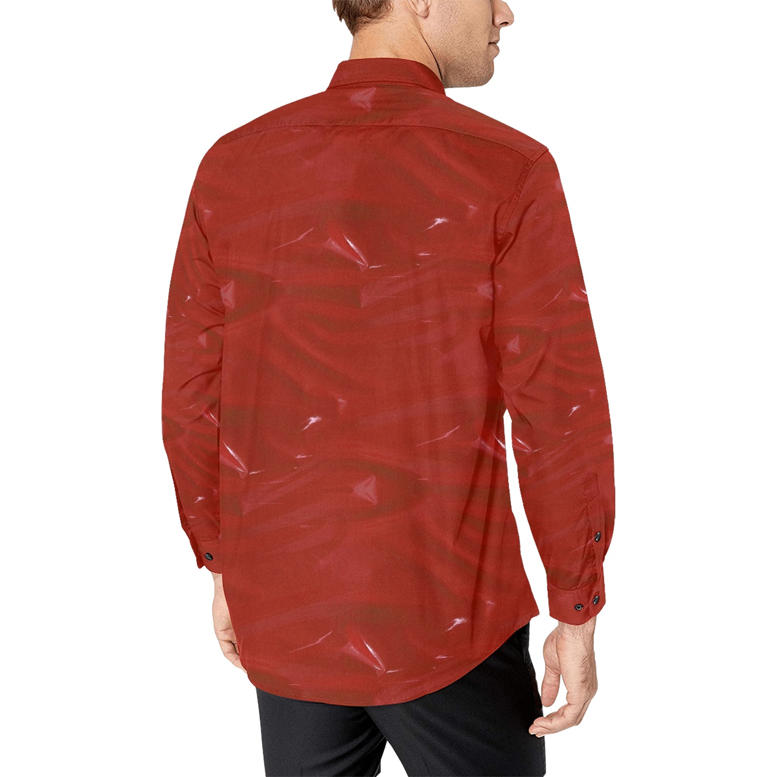 Red Wet Look by Artdream Men's All Over Print Casual Dress Shirt (Model T61)