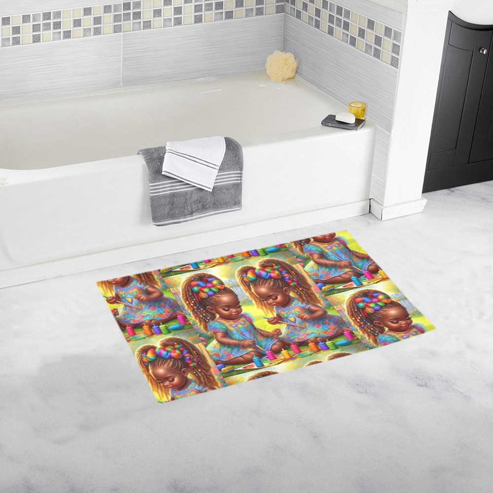 Colorful African American Girls Bath Rug Bath Rug 16''x 28''