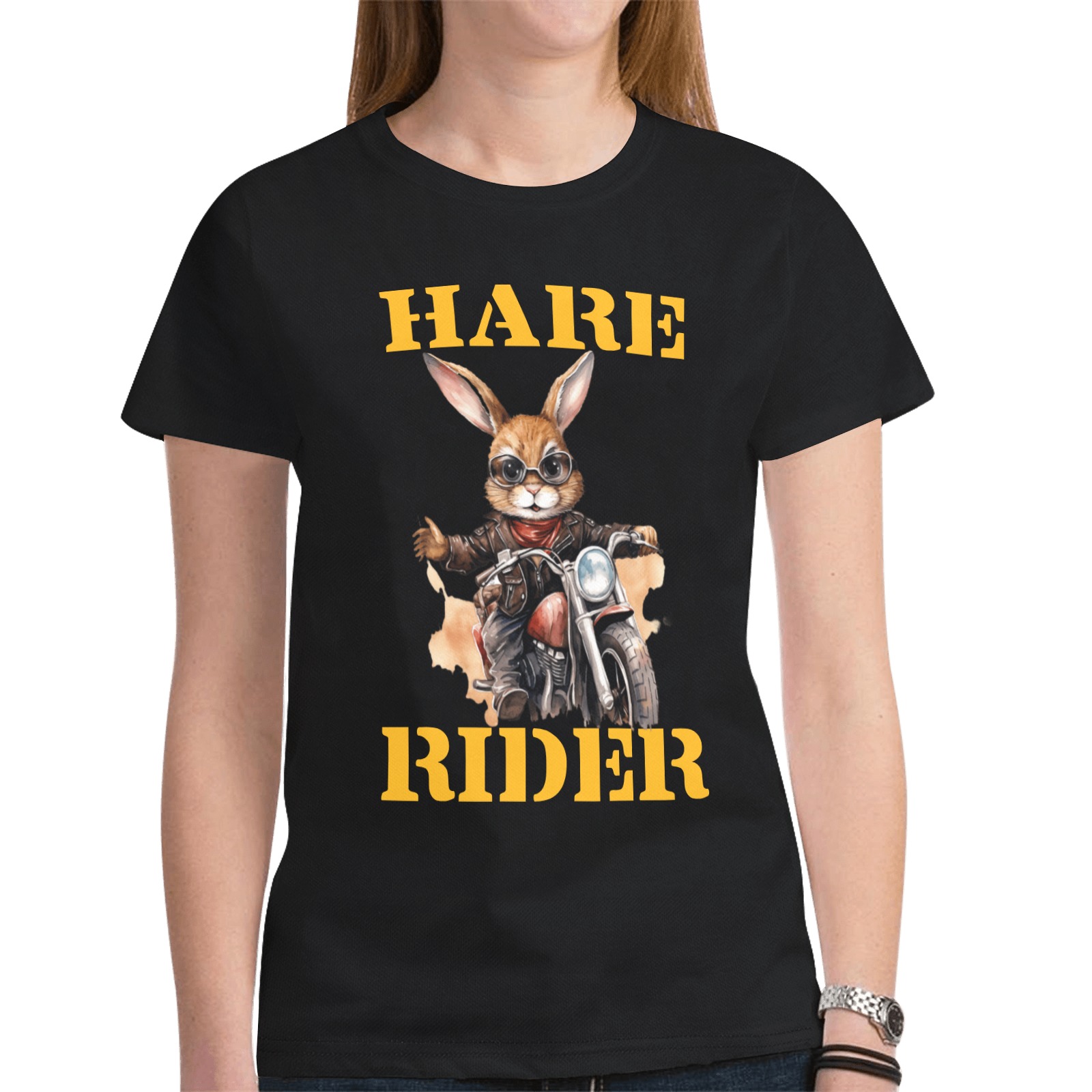 Hare Rider Biker Bunny New All Over Print T-shirt for Women (Model T45)