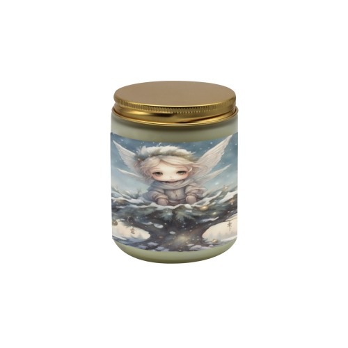 Little Christmas Angel Frosted Glass Candle Cup - Large Size (Lavender&Lemon)