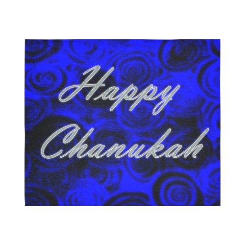 Happy Chanukah Swirls Cotton Linen Wall Tapestry 60"x 51"