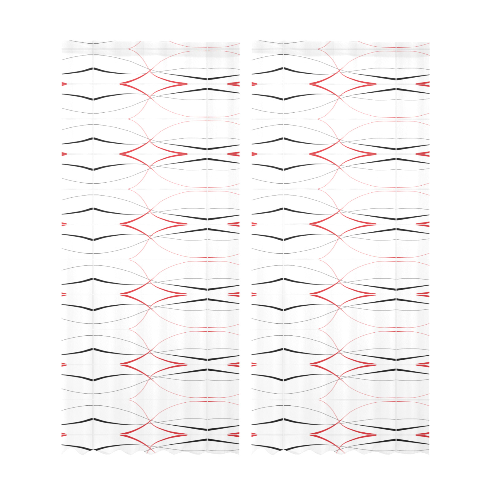 lines Gauze Curtain 28"x95" (Two-Piece)