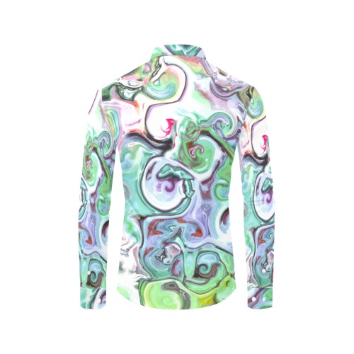 Cycles of Tropical Lime - white light rainbow abstract spirals Men's All Over Print Casual Dress Shirt (Model T61)
