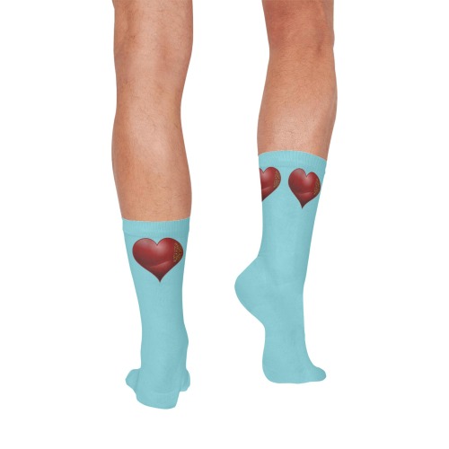Heart Playing Card Shapes - Blue All Over Print Socks for Men