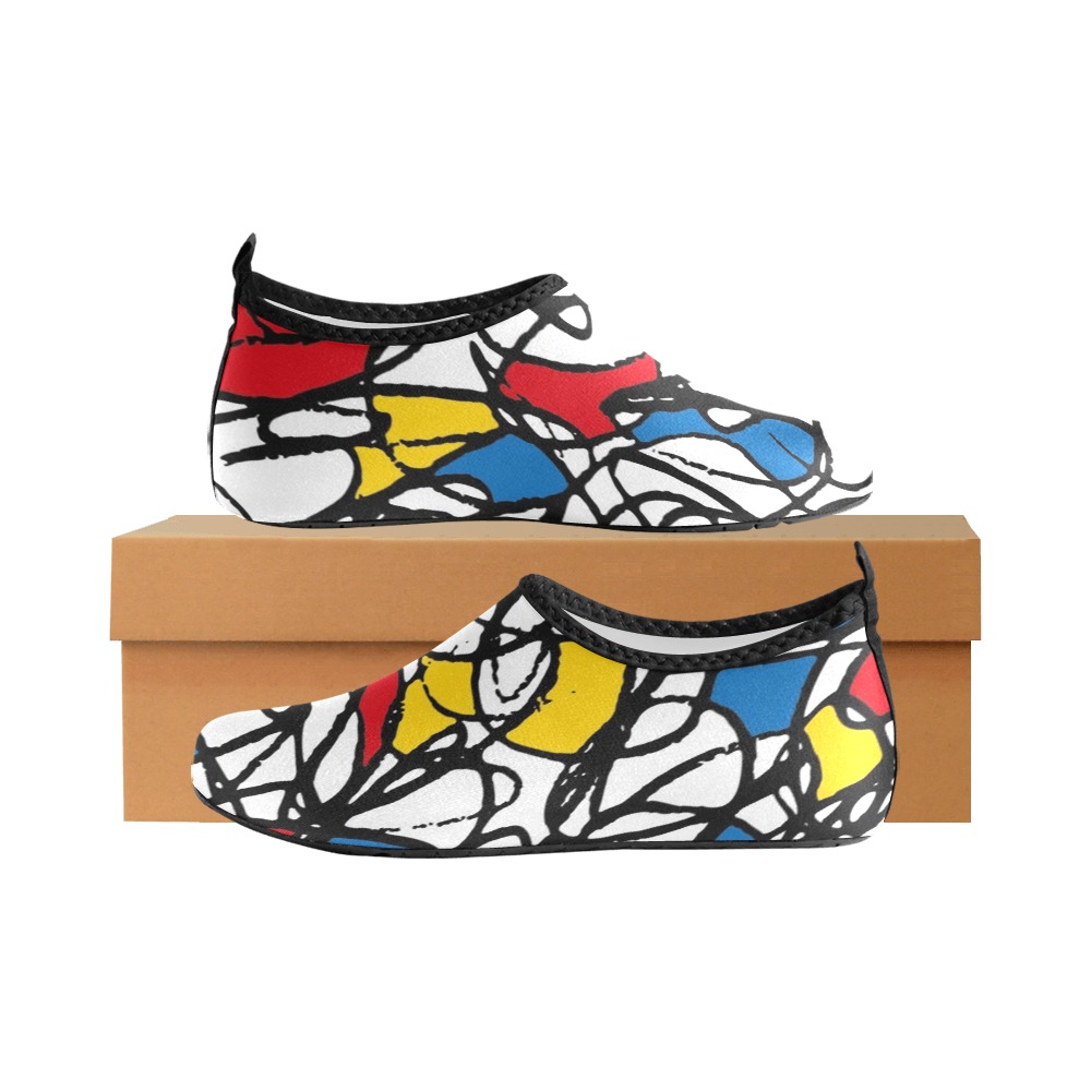 Mondrian Doodle Scribble Women's Slip-On Water Shoes (Model 056)