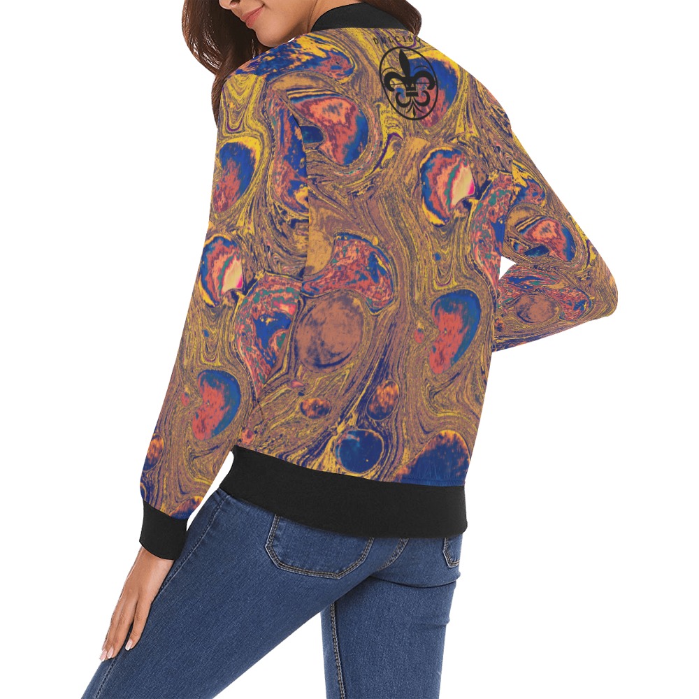 Zorba Bomper Jacket All Over Print Bomber Jacket for Women (Model H19)