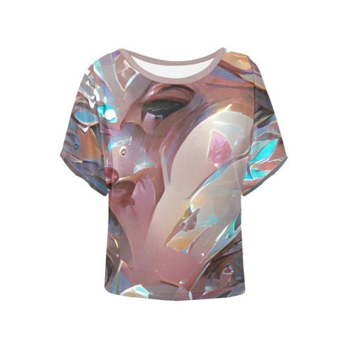 Mother_of_Pearl_TradingCard Women's Batwing-Sleeved Blouse T shirt (Model T44)