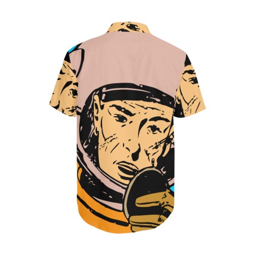 astronaut Men's Short Sleeve Shirt with Lapel Collar (Model T54)