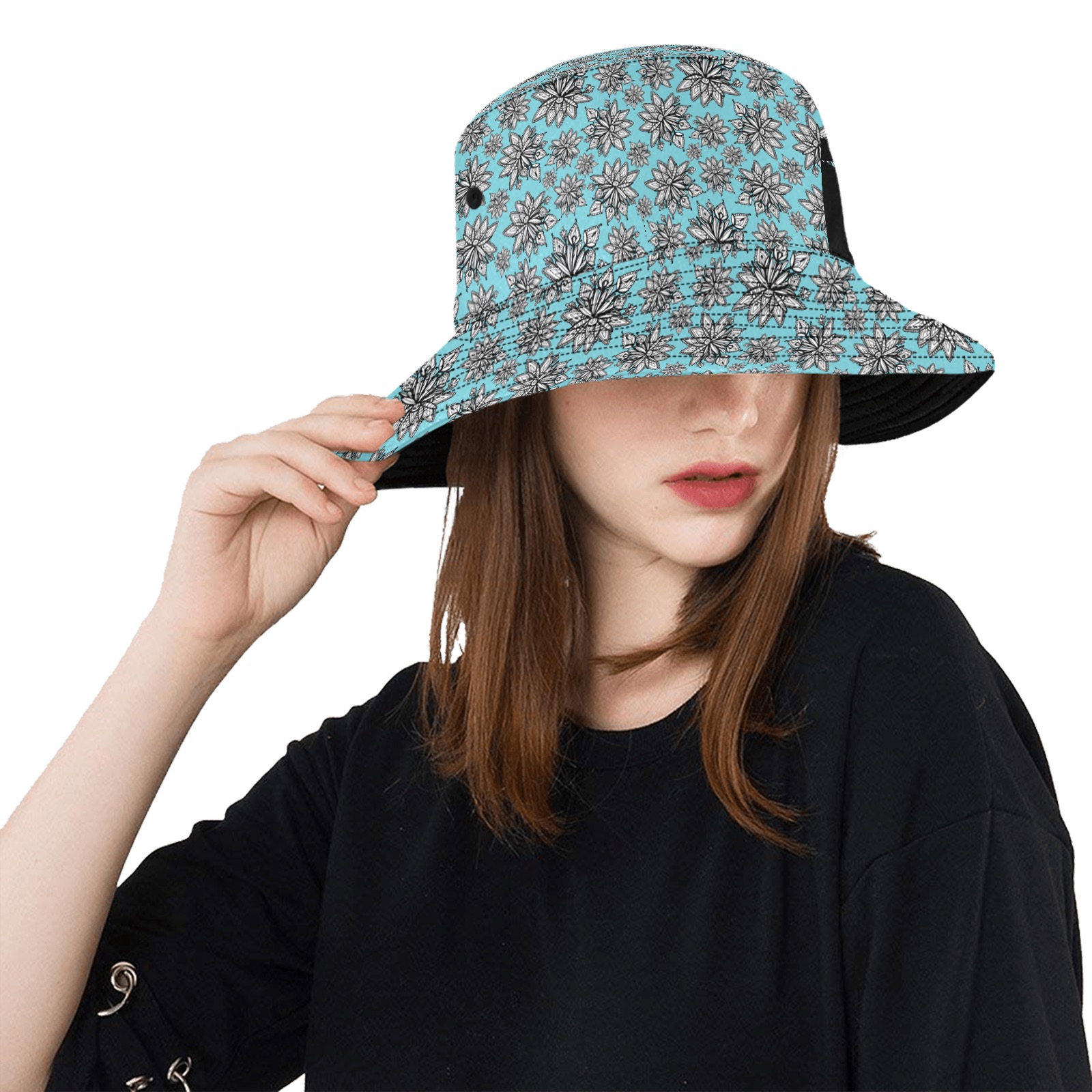 Creekside Floret - turquoise Unisex Summer Bucket Hat