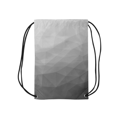 Grey Gradient Geometric Mesh Pattern Small Drawstring Bag Model 1604 (Twin Sides) 11"(W) * 17.7"(H)