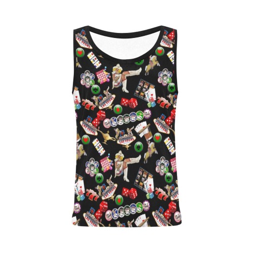 Las Vegas Icons Gamblers Delight / Black All Over Print Tank Top for Women (Model T43)