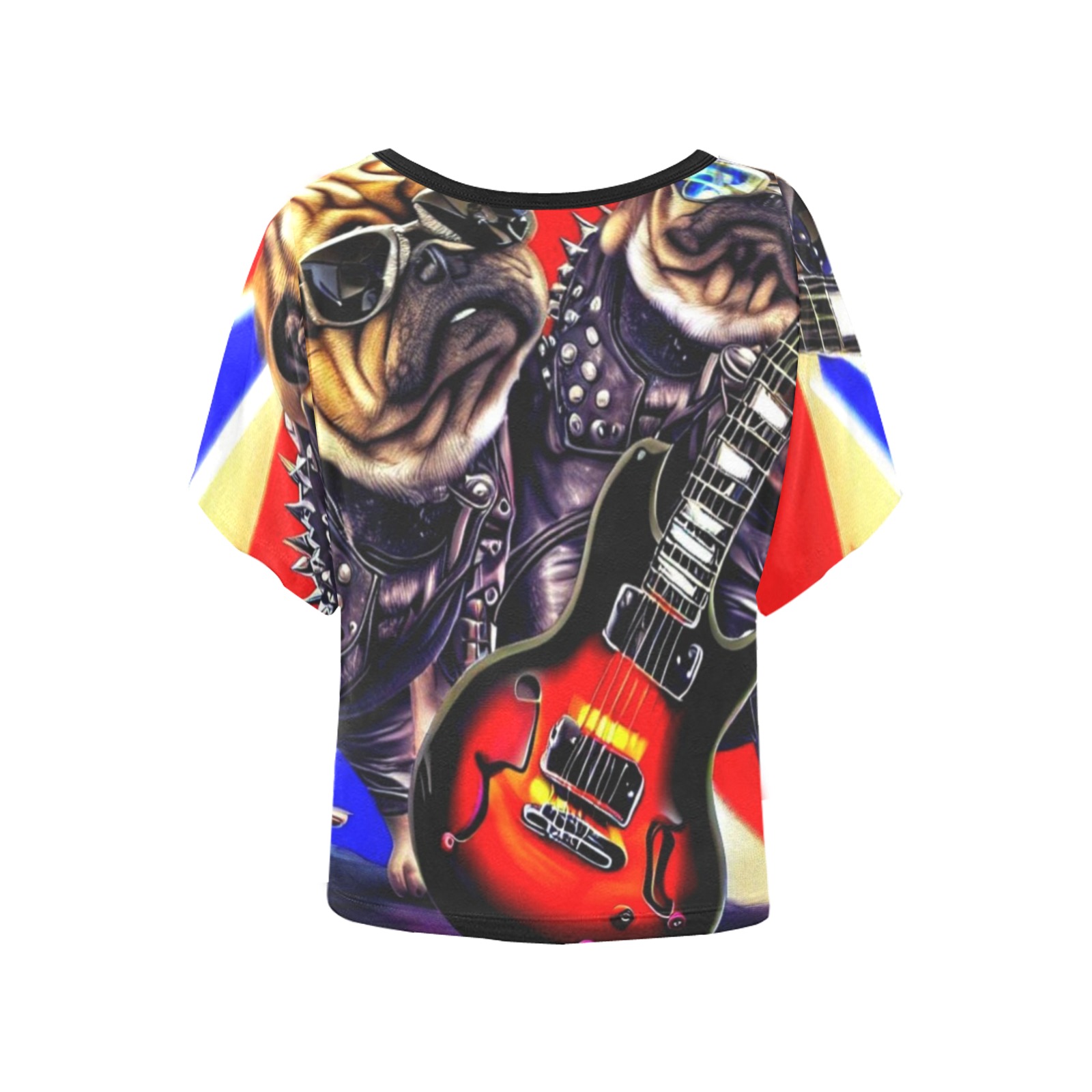 HEAVY ROCK PUG 3 Women's Batwing-Sleeved Blouse T shirt (Model T44)