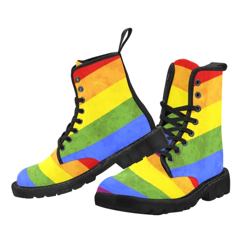 Gay Pride Flag Martin Boots for Women (Black) (Model 1203H)