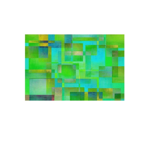 cubes green Frame Canvas Print 48"x32"