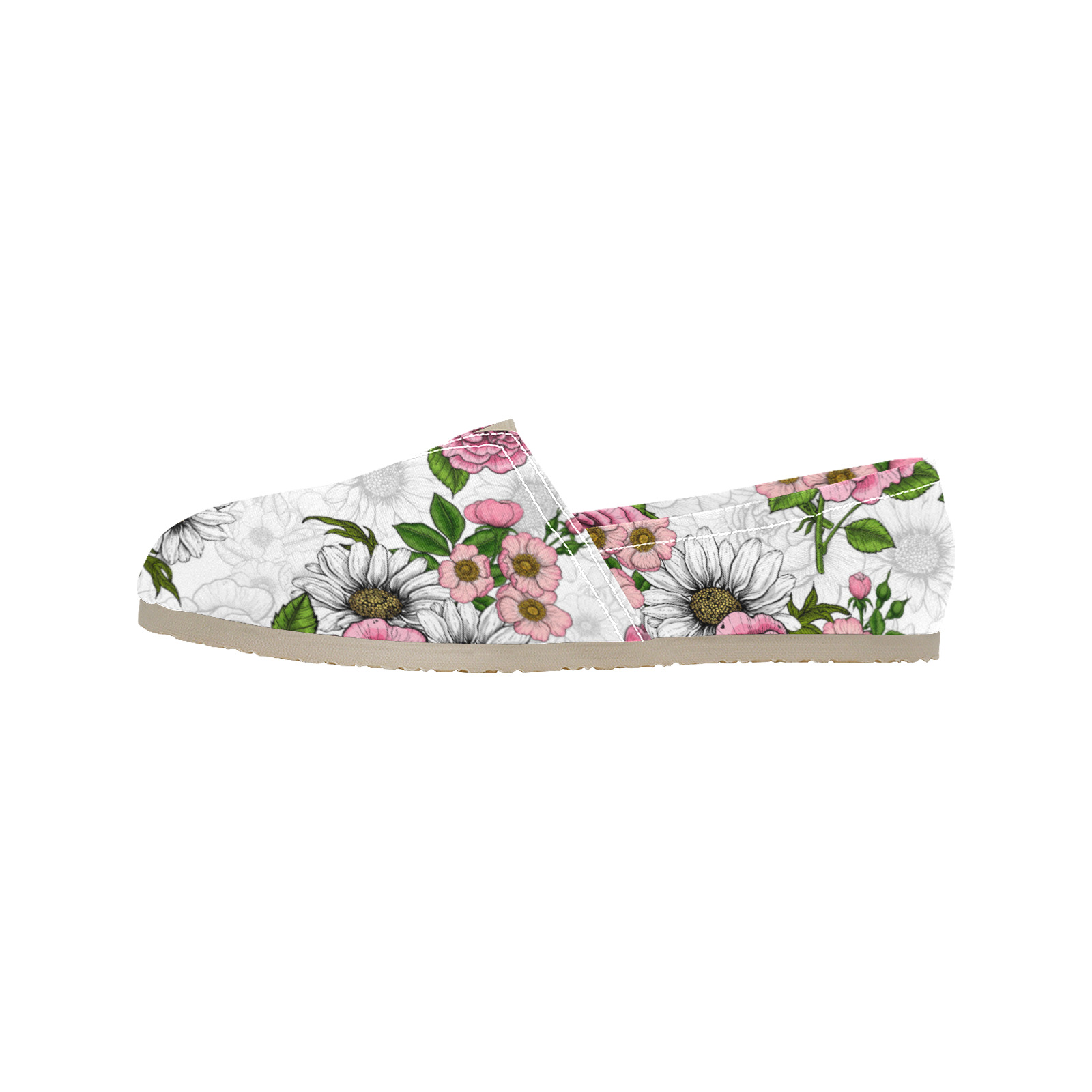 Roses and daisies Women's Classic Canvas Slip-On (Model 1206)