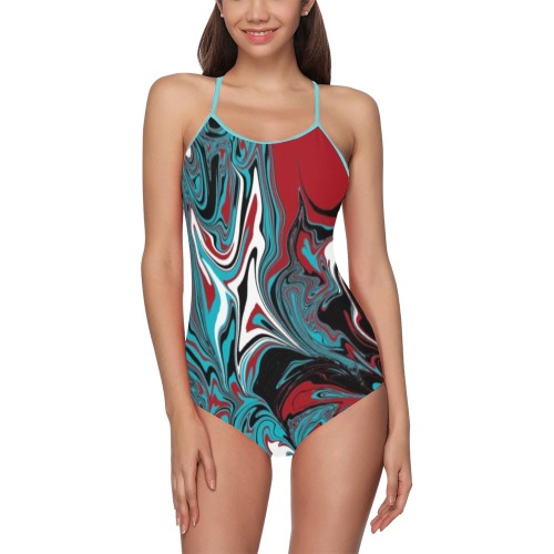 Dark Wave of Colors Strap Swimsuit ( Model S05)