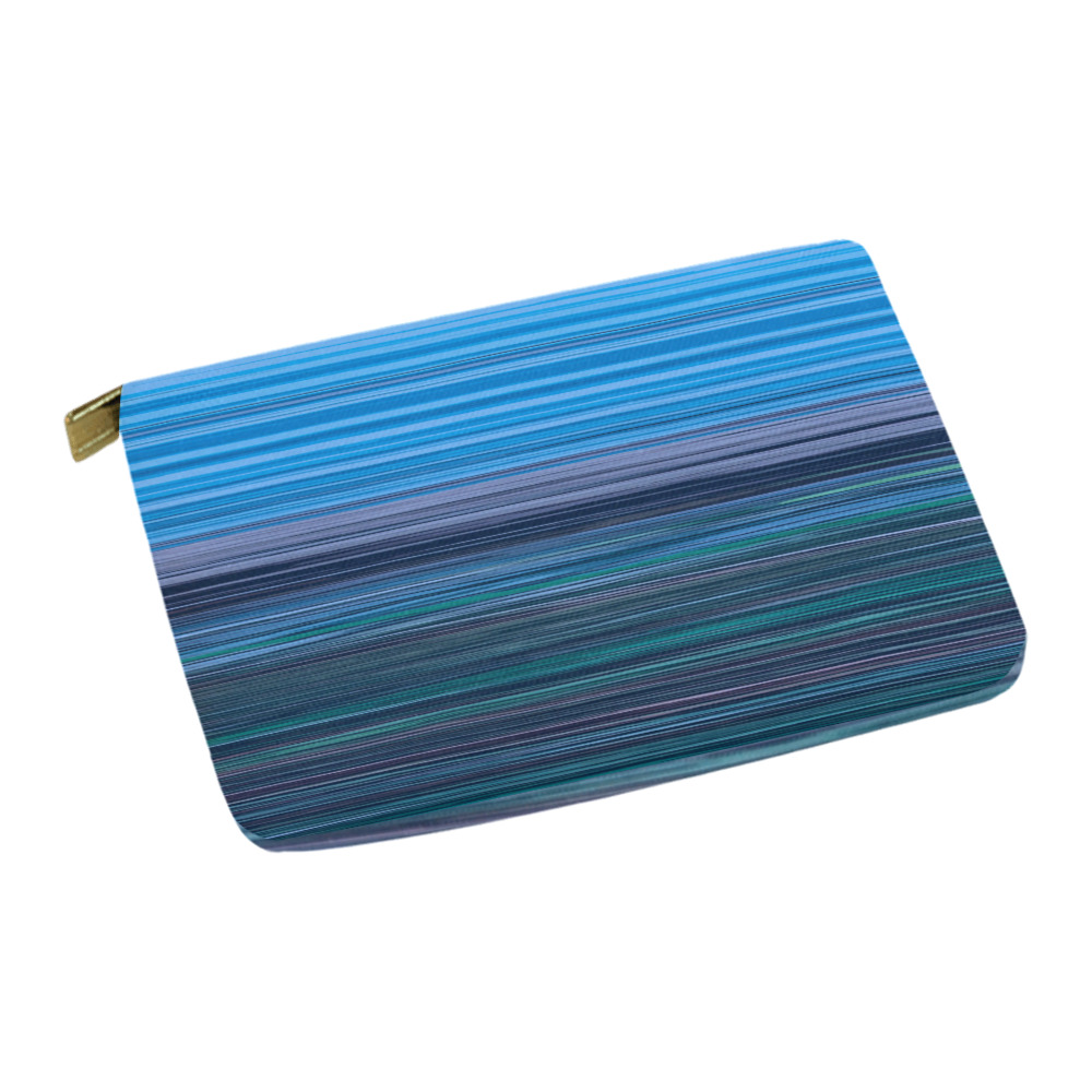 Abstract Blue Horizontal Stripes Carry-All Pouch 12.5''x8.5''