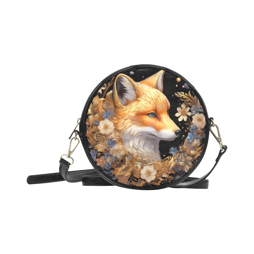 Floral Fox Round Handbag Round Sling Bag (Model 1647)