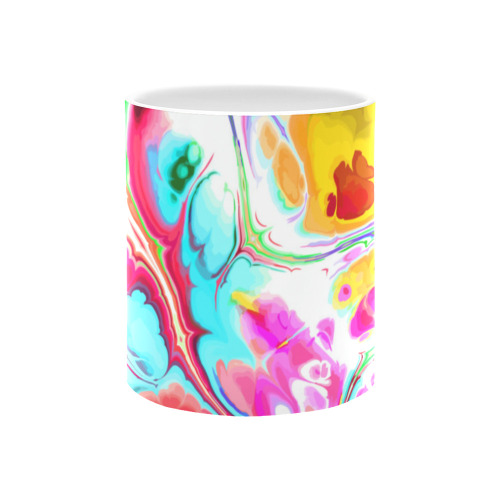 Funky Marble Acrylic Cellular Flowing Liquid Art White Mug(11OZ)