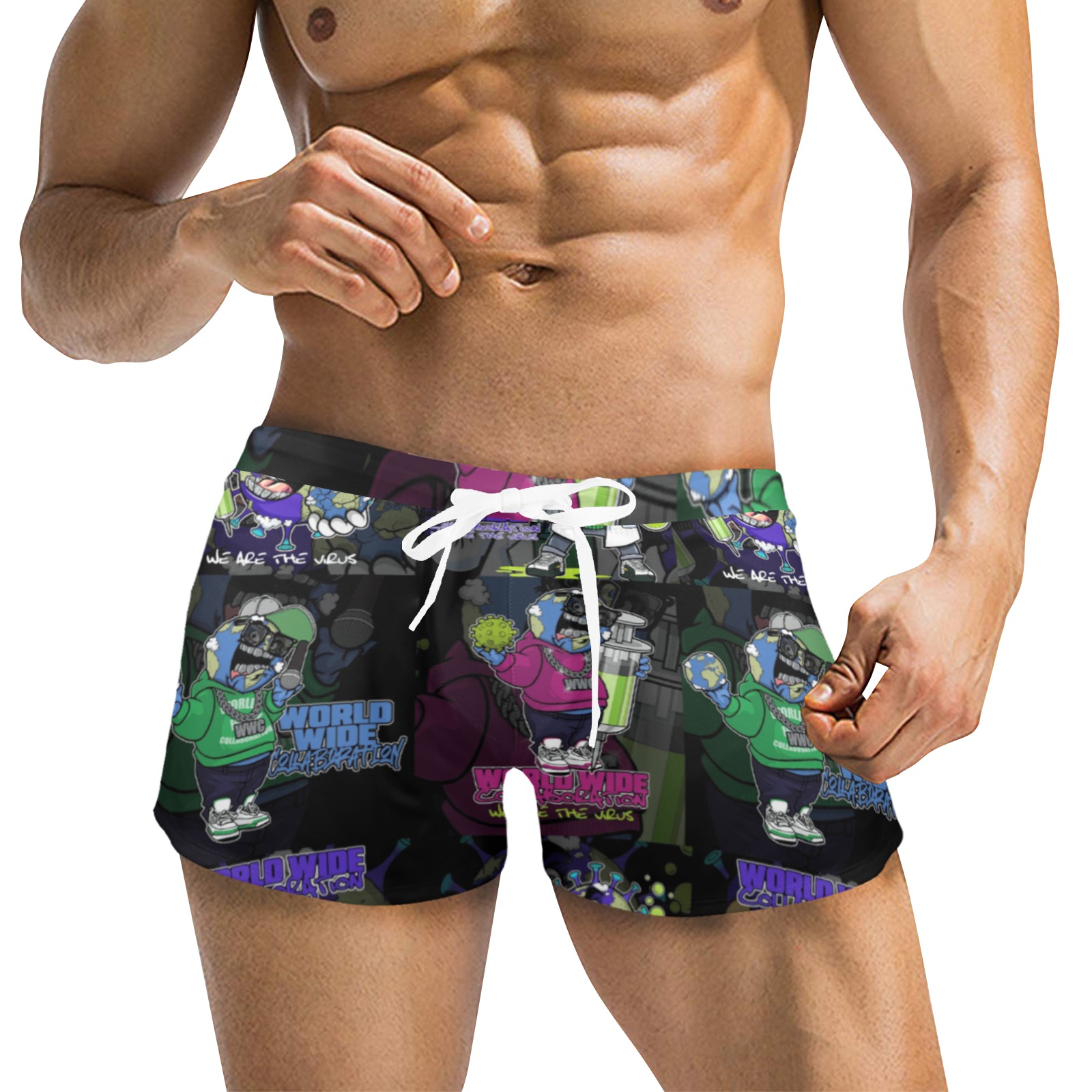 wwcfam Men's Swim Trunks with Zipper Pocket (Model L71)