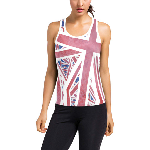 Abstract Union Jack British Flag Collage Women's Racerback Tank Top (Model T60)