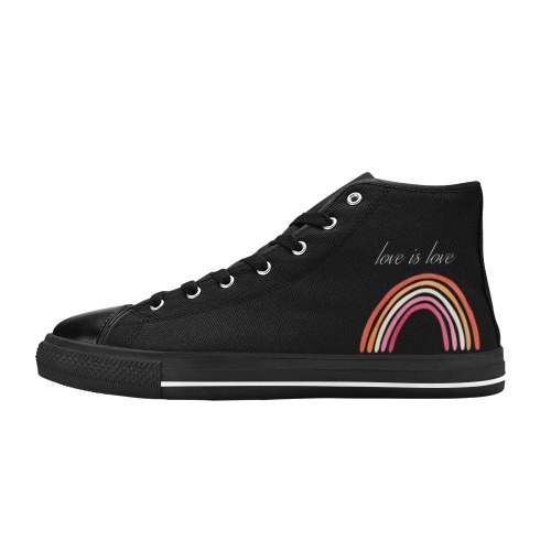 Black - Lesbian Love is Love Shoe Men’s Classic High Top Canvas Shoes (Model 017)