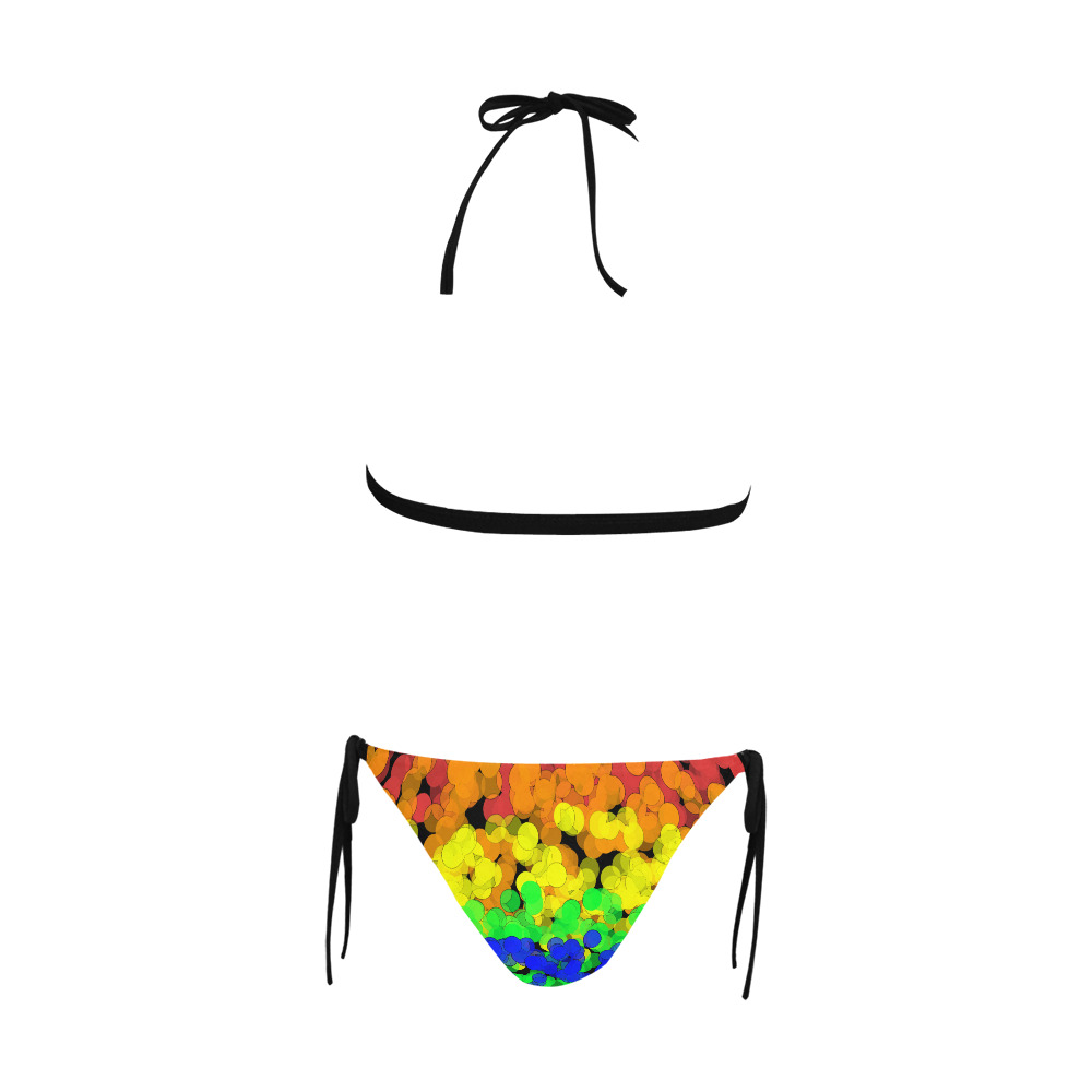 Gay Pride Bokeh Buckle Front Halter Bikini Swimsuit (Model S08)