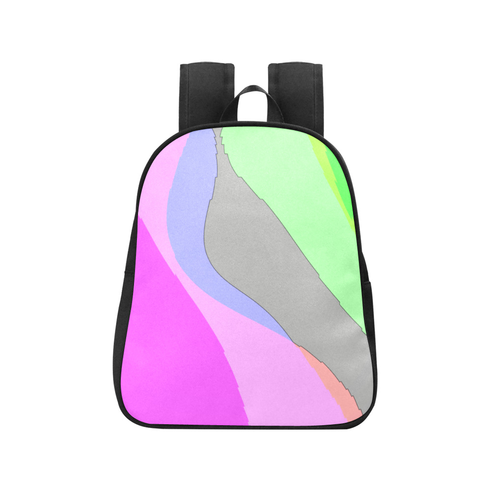 Abstract 703 - Retro Groovy Pink And Green Fabric School Backpack (Model 1682) (Small)