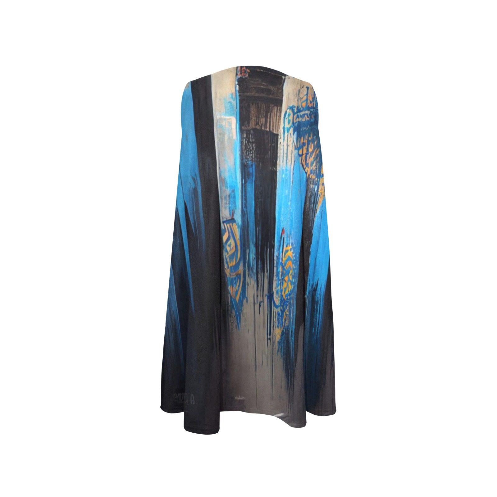 blue graffiti street Sleeveless A-Line Pocket Dress (Model D57)