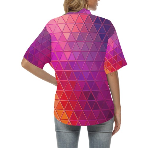 mosaic triangle 5 All Over Print Hawaiian Shirt for Women (Model T58)