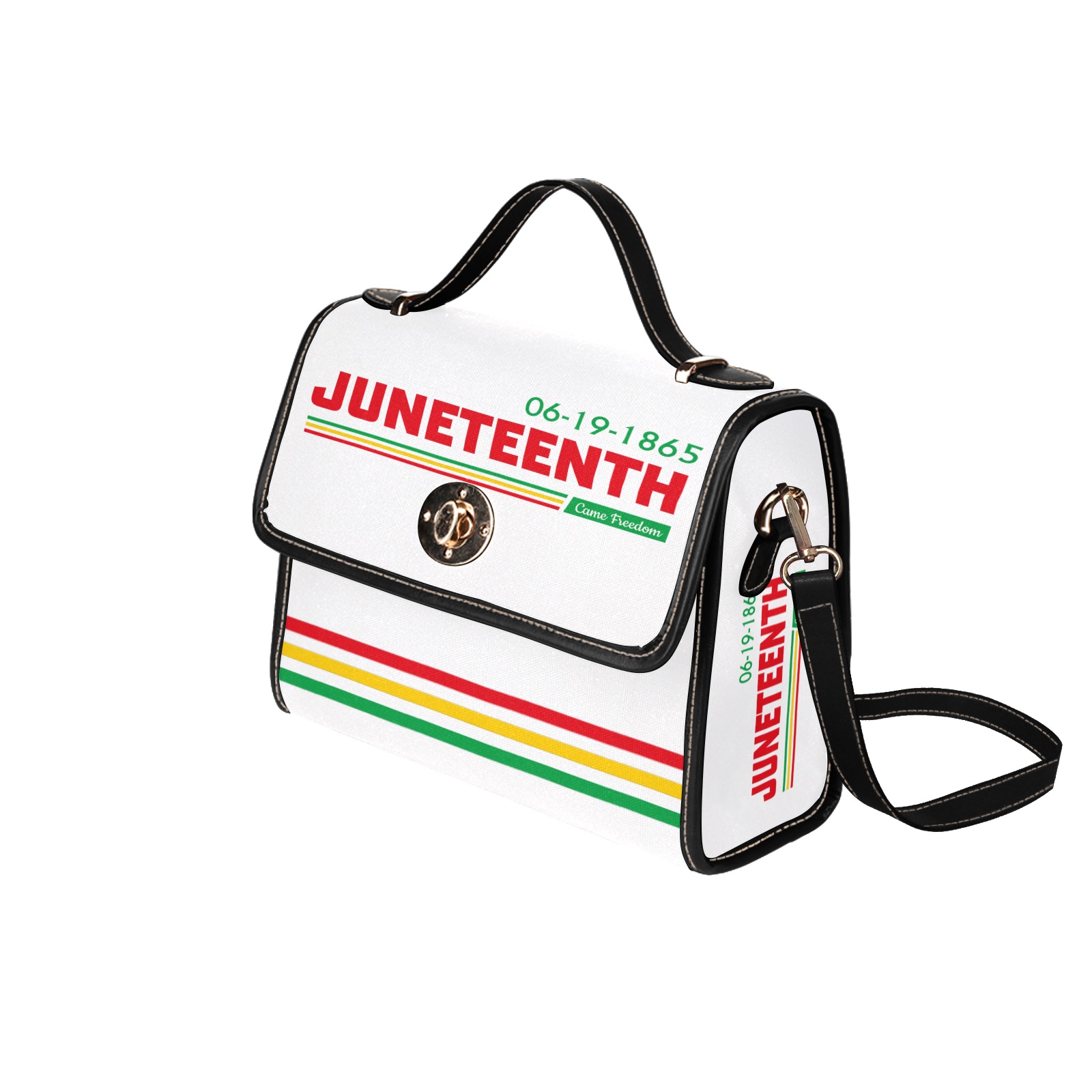 Juneteenth White Purse Waterproof Canvas Bag-Black (All Over Print) (Model 1641)
