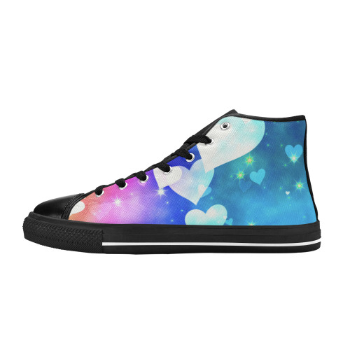 Dreamy Love Heart Sky Background Women's Classic High Top Canvas Shoes (Model 017)