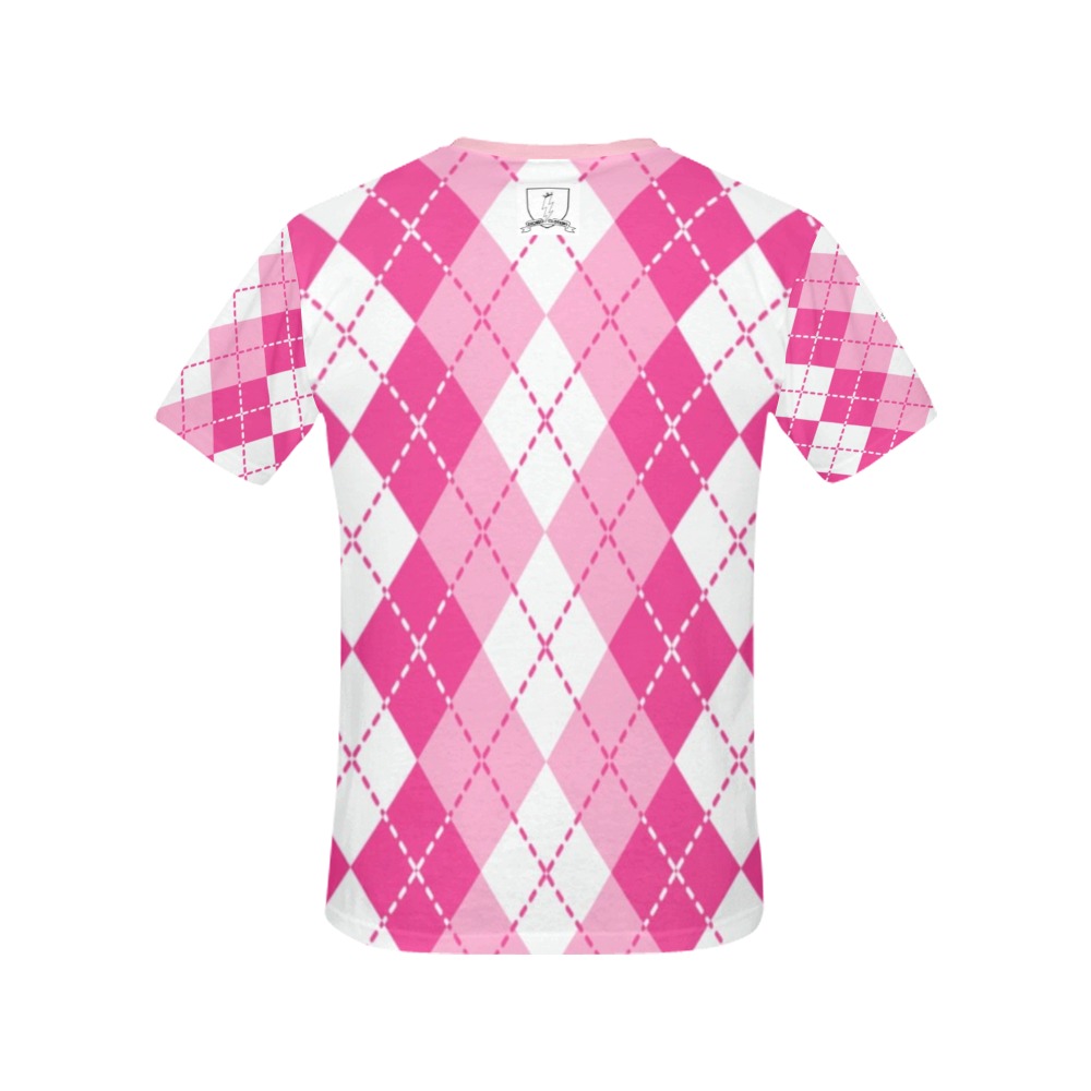 DIONIO Clothing - Women's Argyle T-Shirt (Pink) All Over Print T-Shirt for Women (USA Size) (Model T40)