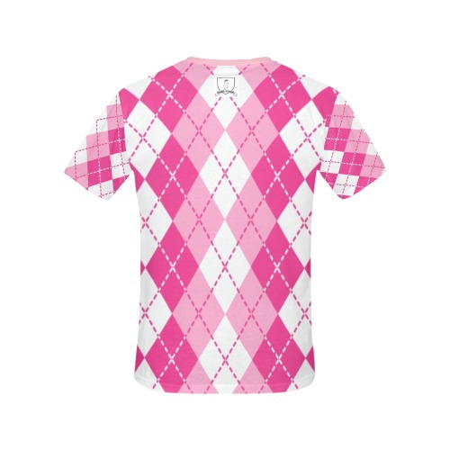 DIONIO Clothing - Women's Argyle T-Shirt (Pink) All Over Print T-Shirt for Women (USA Size) (Model T40)