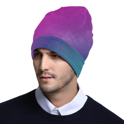 Diagonal Ombre Pink All Over Print Beanie for Adults