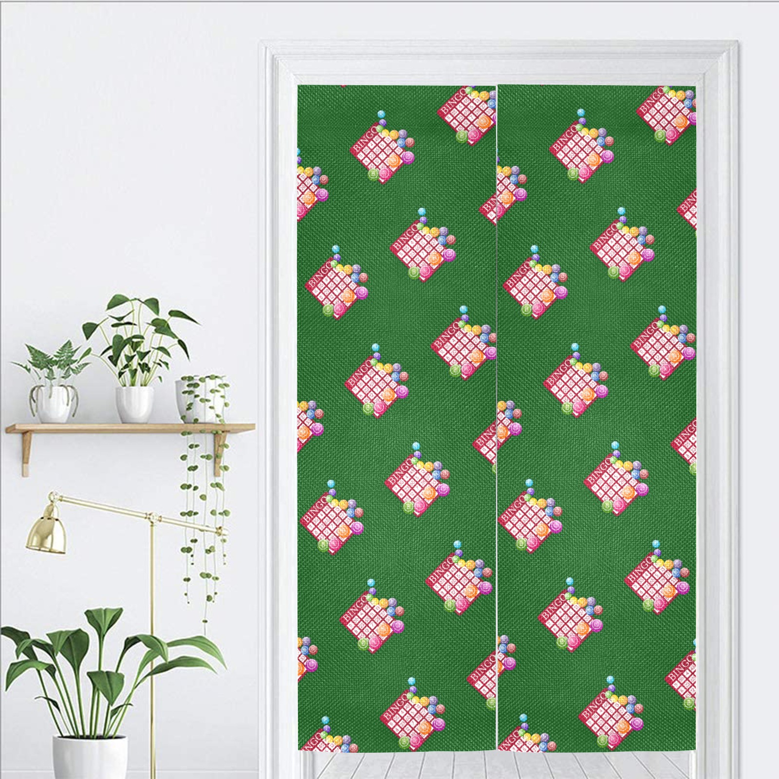 BINGO Game Card Pattern / Green Door Curtain Tapestry