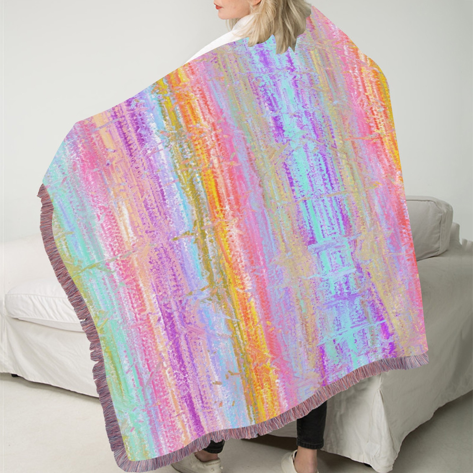 confetti 4 Ultra-Soft Fringe Blanket 40"x50" (Mixed Pink)