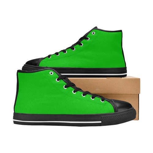 Merry Christmas Green Solid Color Women's Classic High Top Canvas Shoes (Model 017)