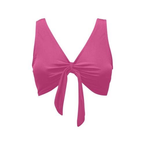 Solid Colors Hot Pink Chest Bowknot Bikini Top (Model S33)